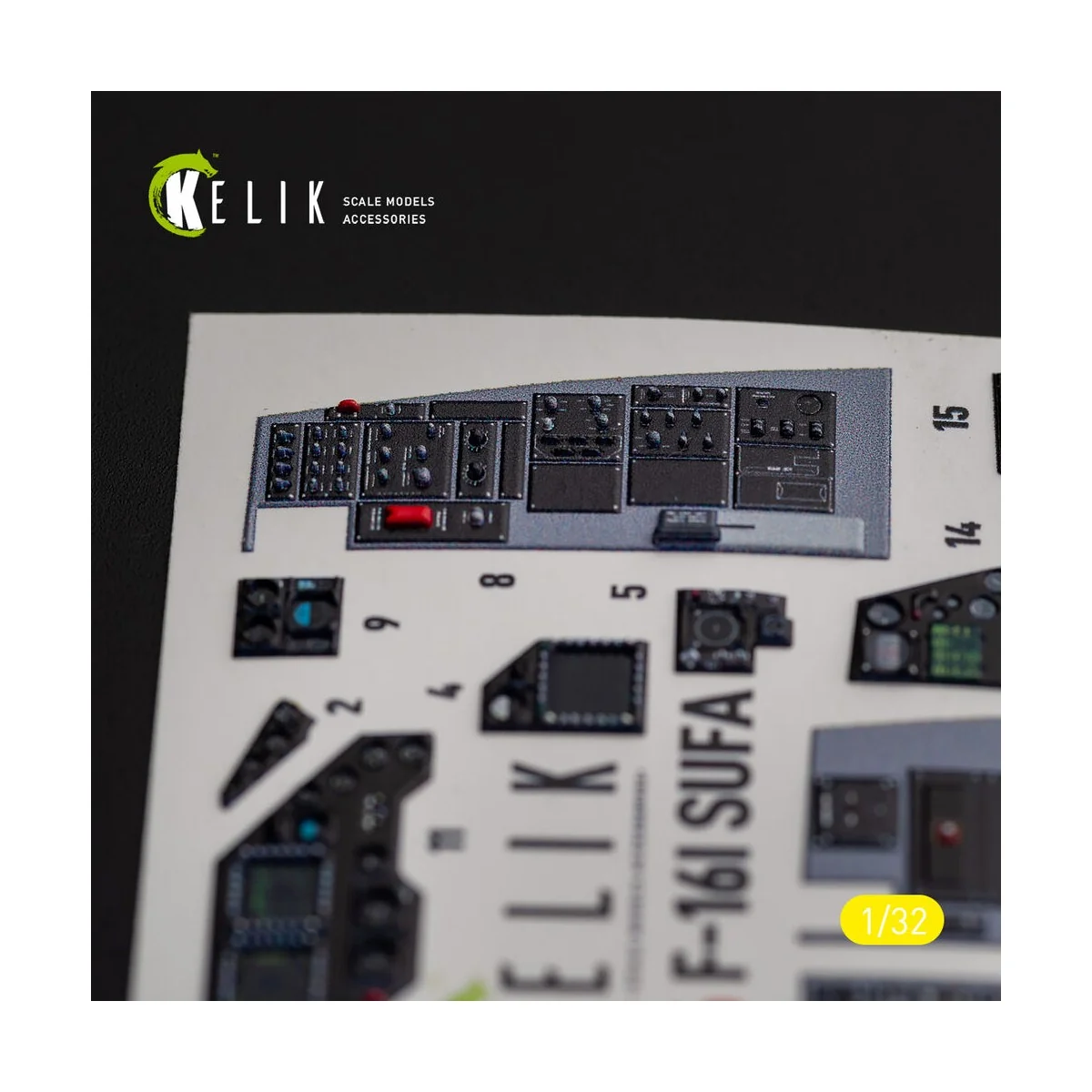 F-16I Sufa - interior 3D decals for Academy kit, 1/32 - Kelik K32026