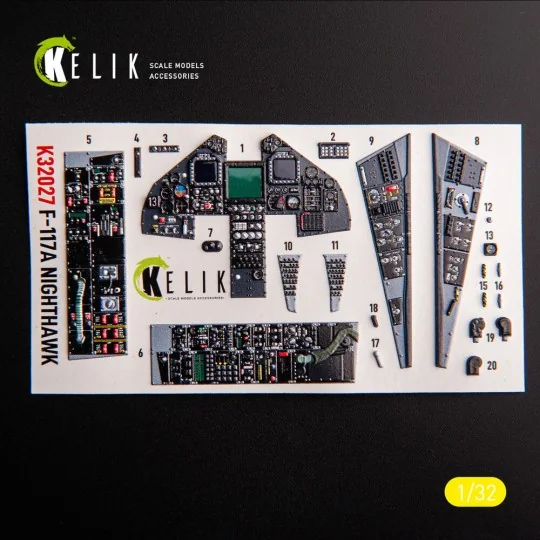 F-117A - Type 1 interior 3D decals for Trumpeter kit, 1/32 - Kelik ...