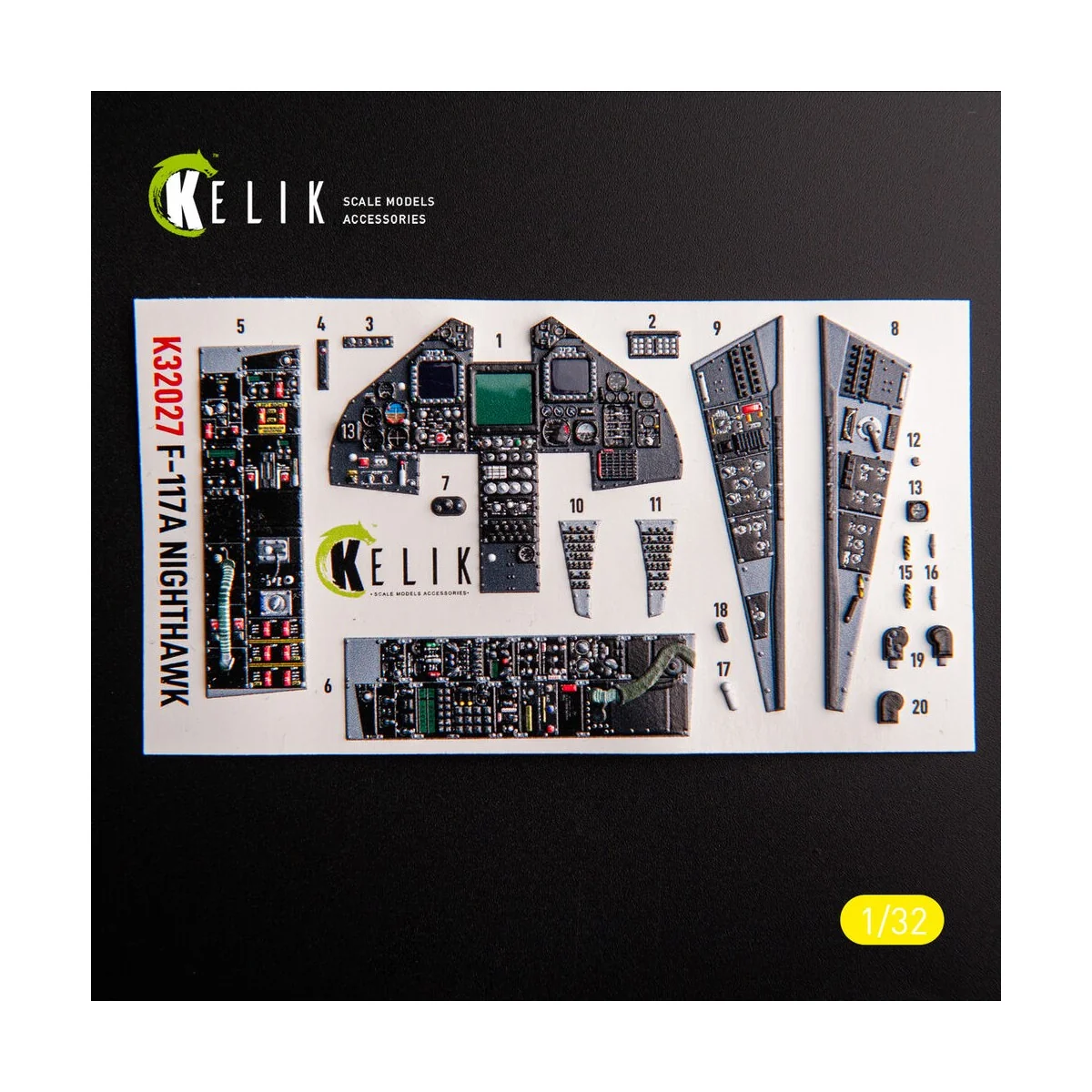 F-117A - Type 1 interior 3D decals for Trumpeter kit, 1/32 - Kelik ...