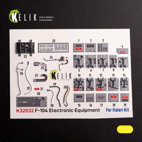 F-104 A/C - interior 3D decals for Italeri kit, 1/32 - Kelik K32032