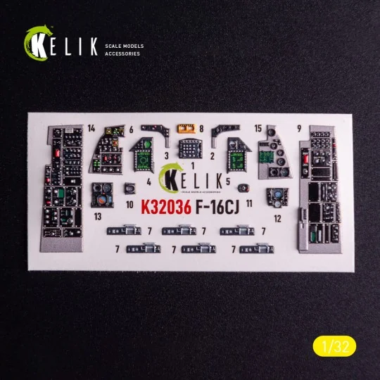 F-16CJ - interior 3D decals for Tamiya kit, 1/32 - Kelik K32036