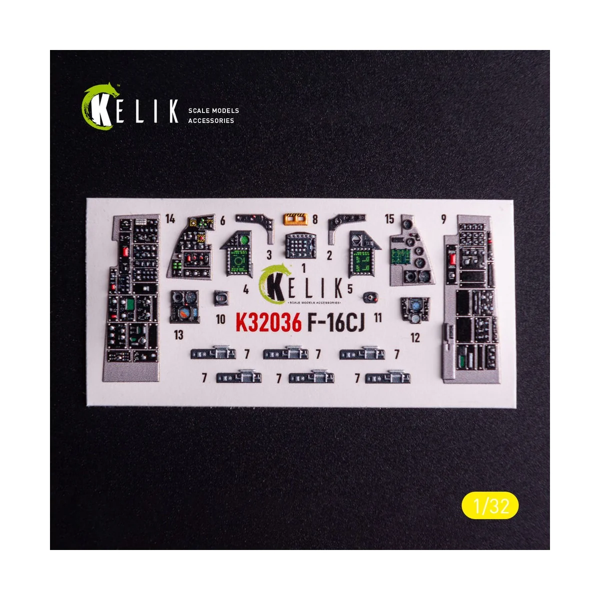 F-16CJ - interior 3D decals for Tamiya kit, 1/32 - Kelik K32036