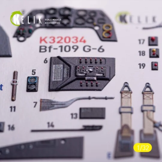 BF-109 G-6 - interior 3D decals for Trumpeter kit, 1/32 - Kelik K32034