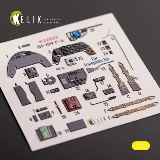 BF-109 F-4 - interior 3D decals for Trumpeter kit, 1/32 - Kelik K32033