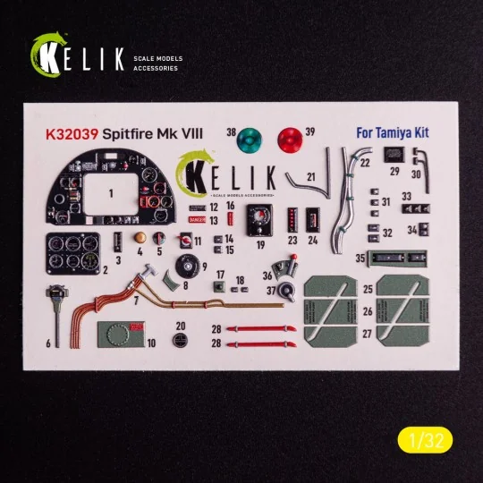 Spitfire Mk VIII - interior 3D decals for Tamiya kit - Kelik K32039 Spitfire Mk VIII - interior 3D decals for Tamiya kit - Kelik K32039
