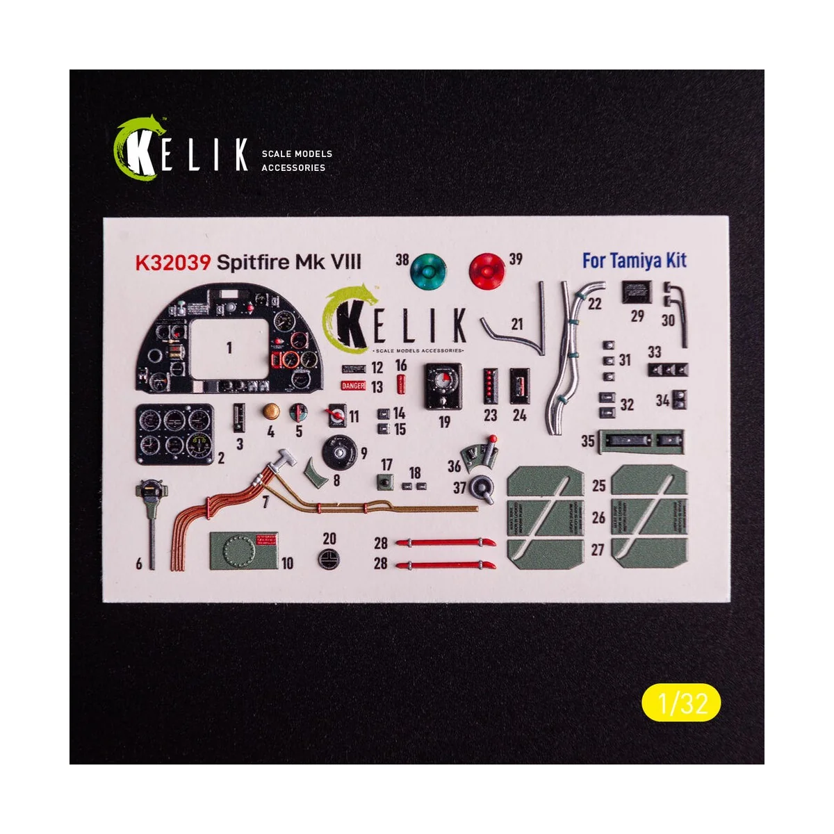 Spitfire Mk VIII - interior 3D decals for Tamiya kit - Kelik K32039 Spitfire Mk VIII - interior 3D decals for Tamiya kit - Kelik K32039