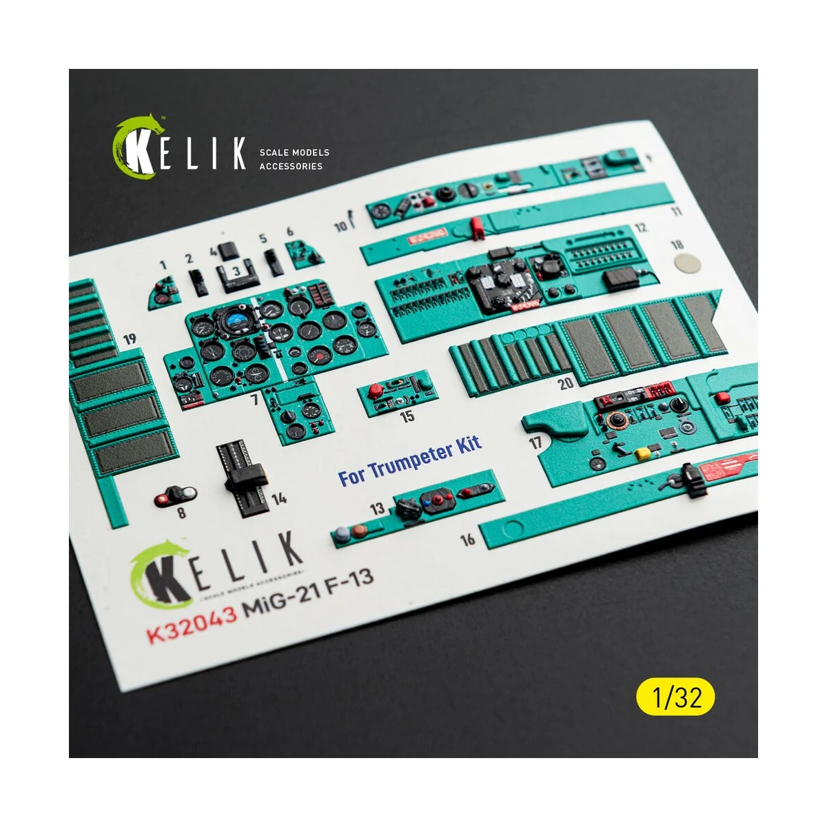 MiG-21 F-13 - interior 3D decals for Trumpeter kit, 1/32 - Kelik K3...
