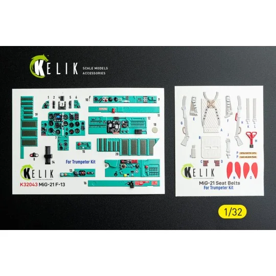 MiG-21 F-13 - interior 3D decals for Trumpeter kit, 1/32 - Kelik K3...