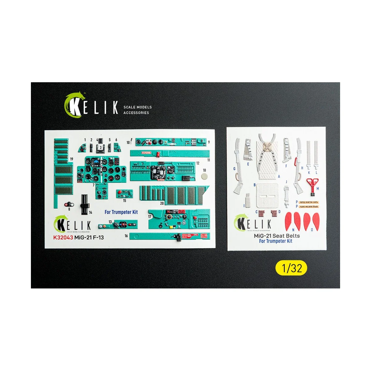 MiG-21 F-13 - interior 3D decals for Trumpeter kit, 1/32 - Kelik K3...