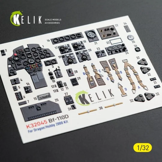 Bf-110D - interior 3D decals for Dragon/Hobby 2000 kit - Kelik K32045