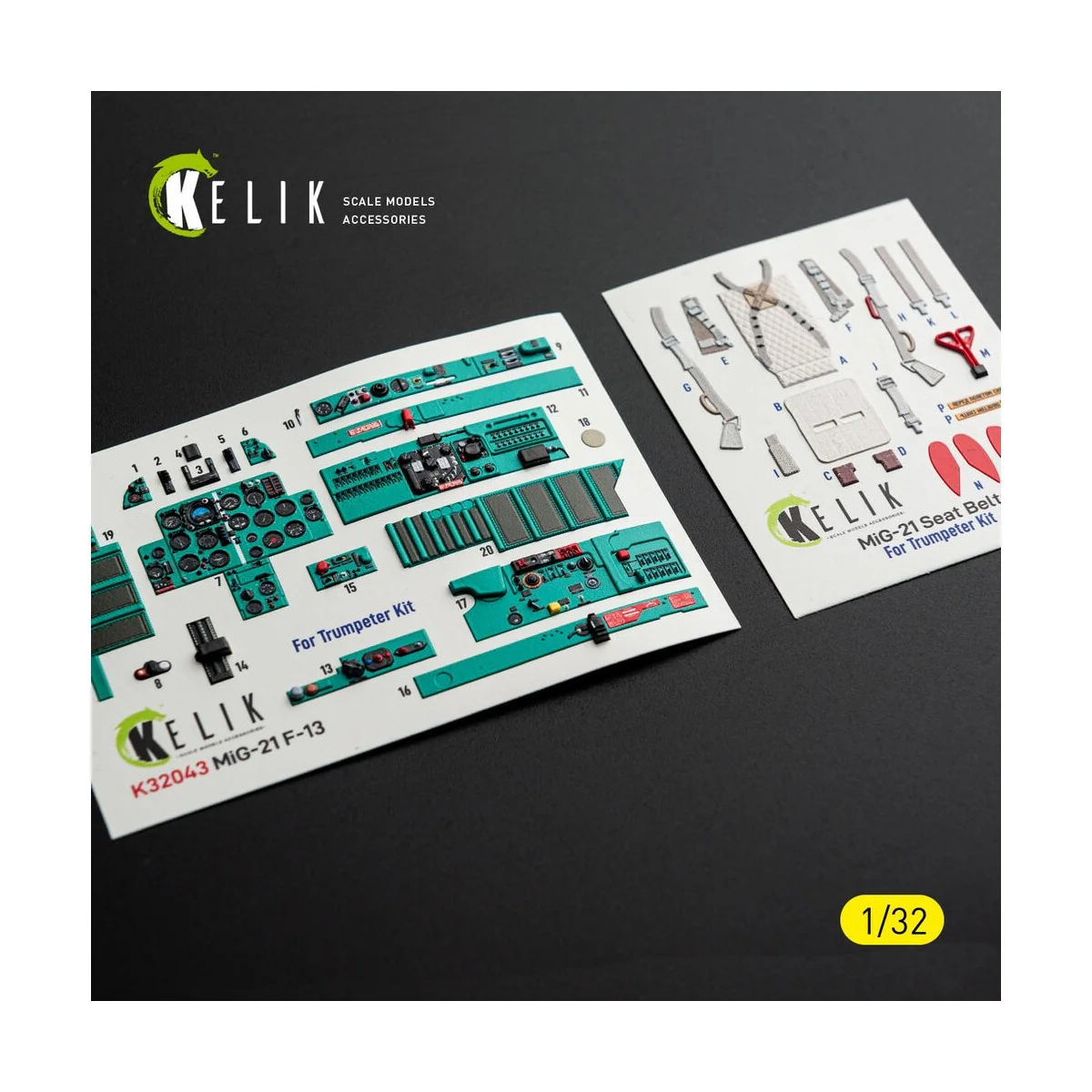 MiG-21 F-13 - interior 3D decals for Trumpeter kit, 1/32 - Kelik K3...