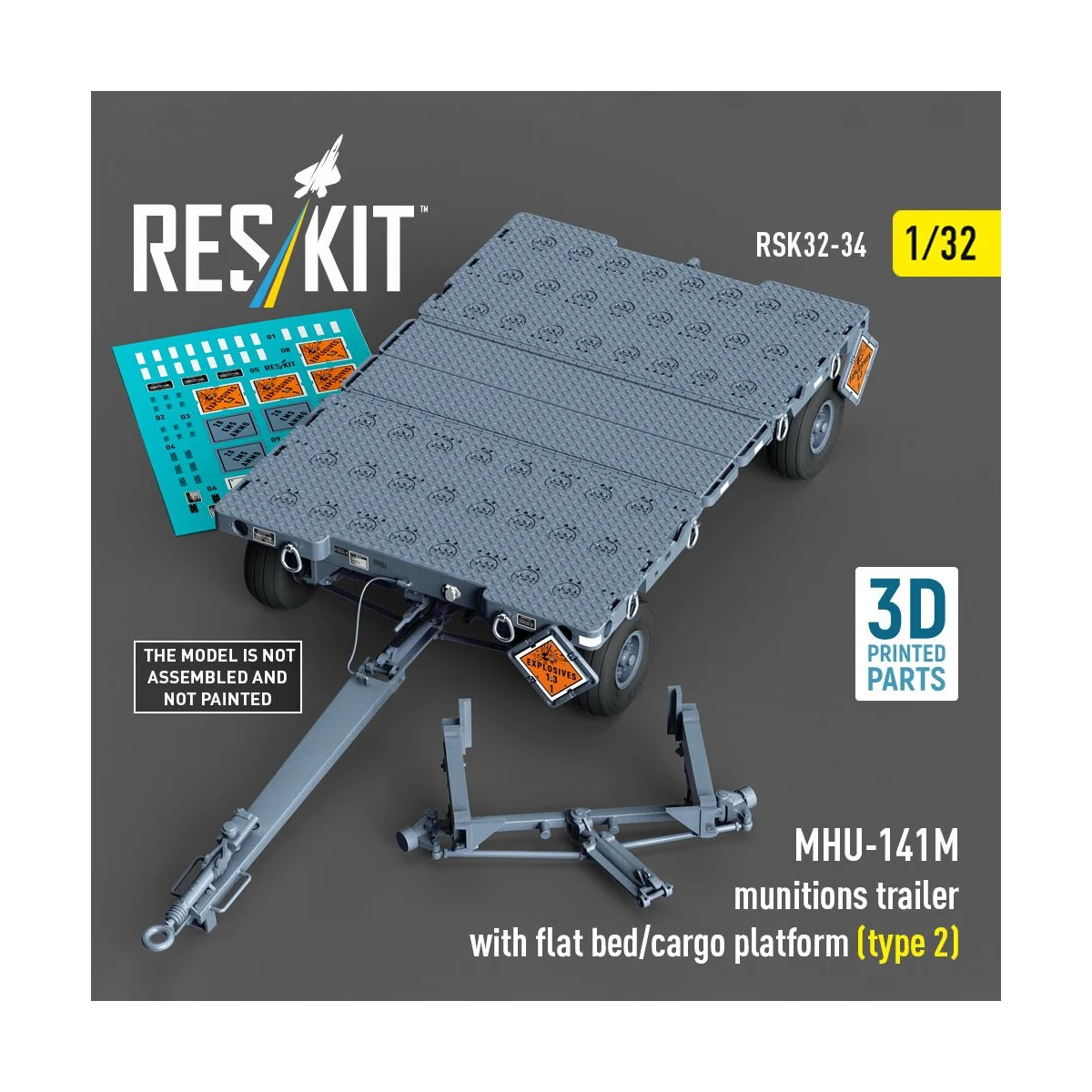 MHU-141M munitions trailer with flat bed/cargo platform (type 2) (3...