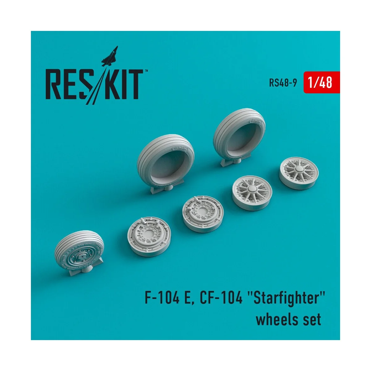 F-104E/CF-104 Starfighter wheels set, 1/48 - ResKit Models RS48-0009 F-104E/CF-104 Starfighter wheels set, 1/48 - ResKit Models RS48-0009