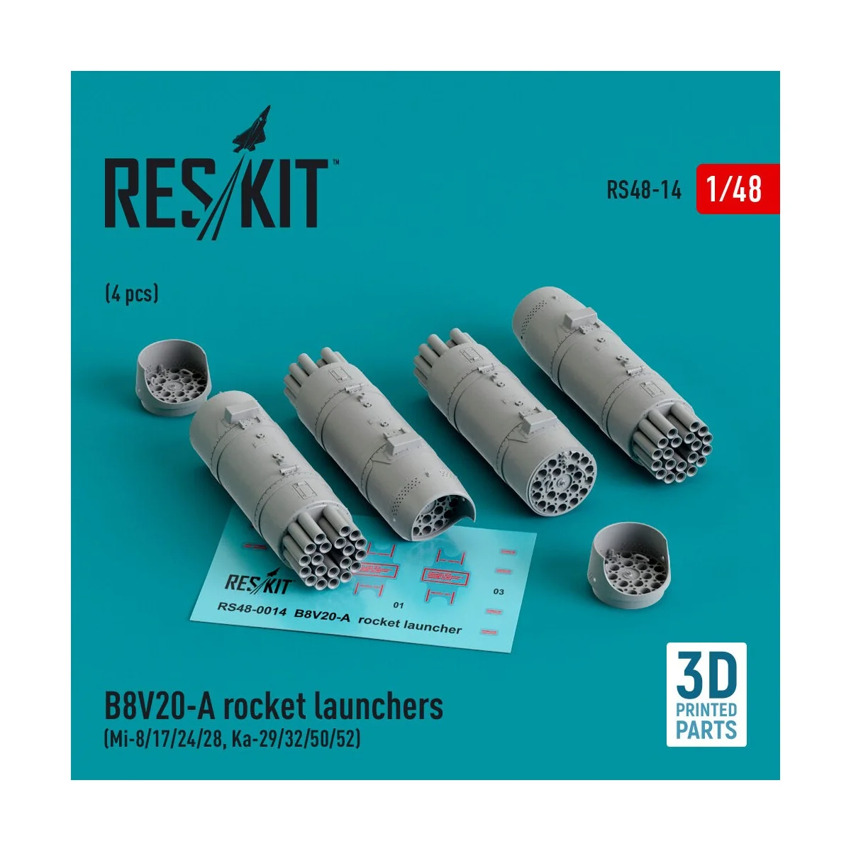 B8V20-? rocket launchers (4 pcs) (Mi-8/17/24/28, Ka-29/32/50/52) (3...