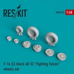 F-16C block 40-52 Fighting Falcon (weighted) wheels set, 1/48 - Res...