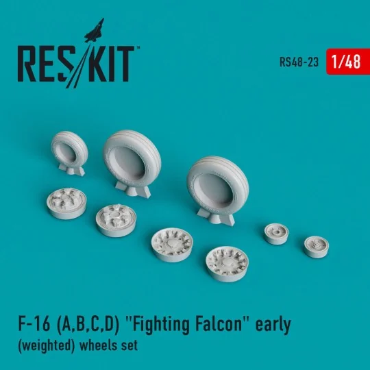 F-16 (A, B, C, D) Fighting Falcon early (weighted) wheels set, 1/48...