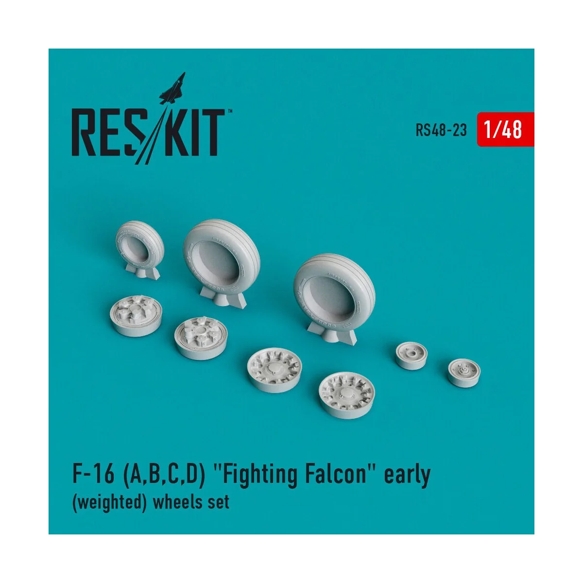 F-16 (A, B, C, D) Fighting Falcon early (weighted) wheels set, 1/48...