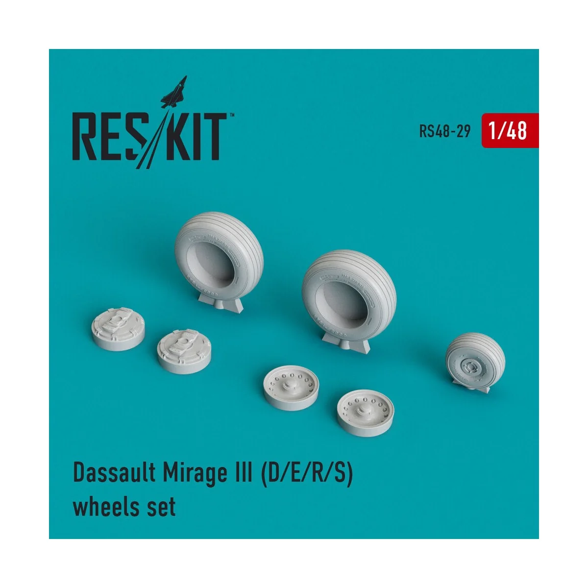 Mirage III (D, E, R, S) wheels set, 1/48 - ResKit Models RS48-0029
