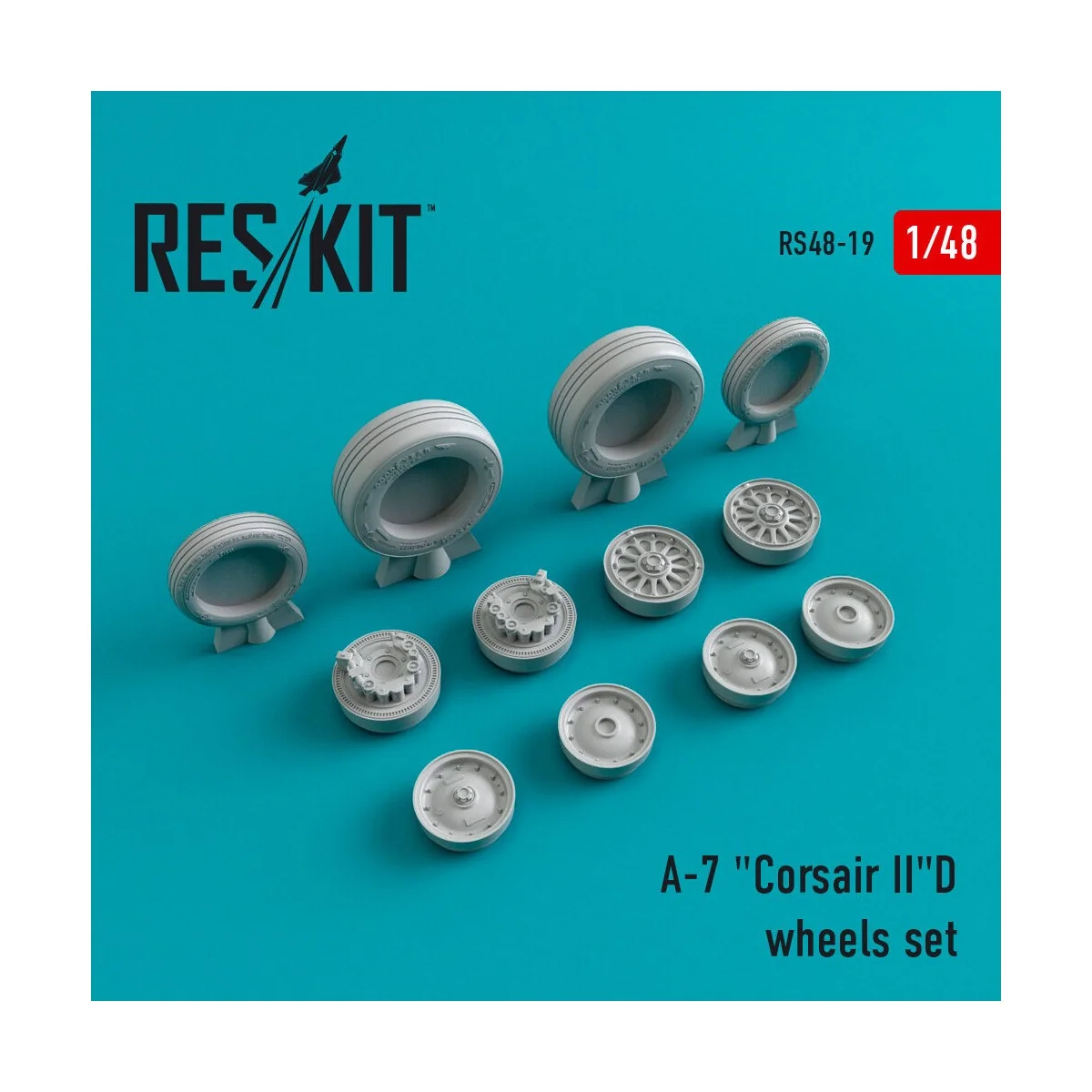 A-7D Corsair II (weighted) wheels set, 1/48 - ResKit Models RS48-0019 A-7D Corsair II (weighted) wheels set, 1/48 - ResKit Models RS48-0019