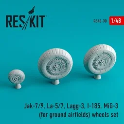 Jak-7/9, La-5/7, Lagg-3, I-185, MiG-3 wheels set for ground airfiel...