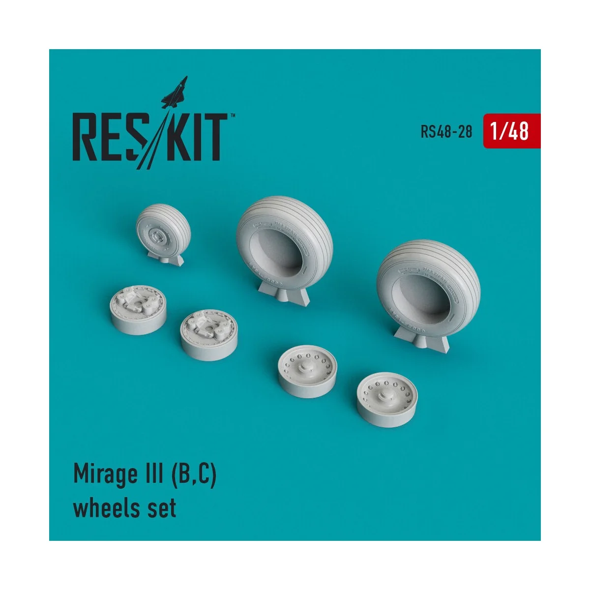 Mirage III (B, C) wheels set, 1/48 - ResKit Models RS48-0028 Mirage III (B, C) wheels set, 1/48 - ResKit Models RS48-0028