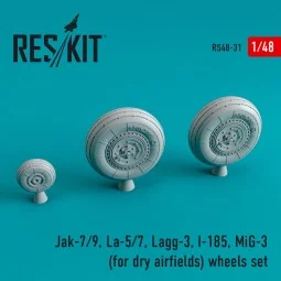 Jak-7/9, La-5/7, Lagg-3, I-185, MiG-3 wheels set for dry airfields,...