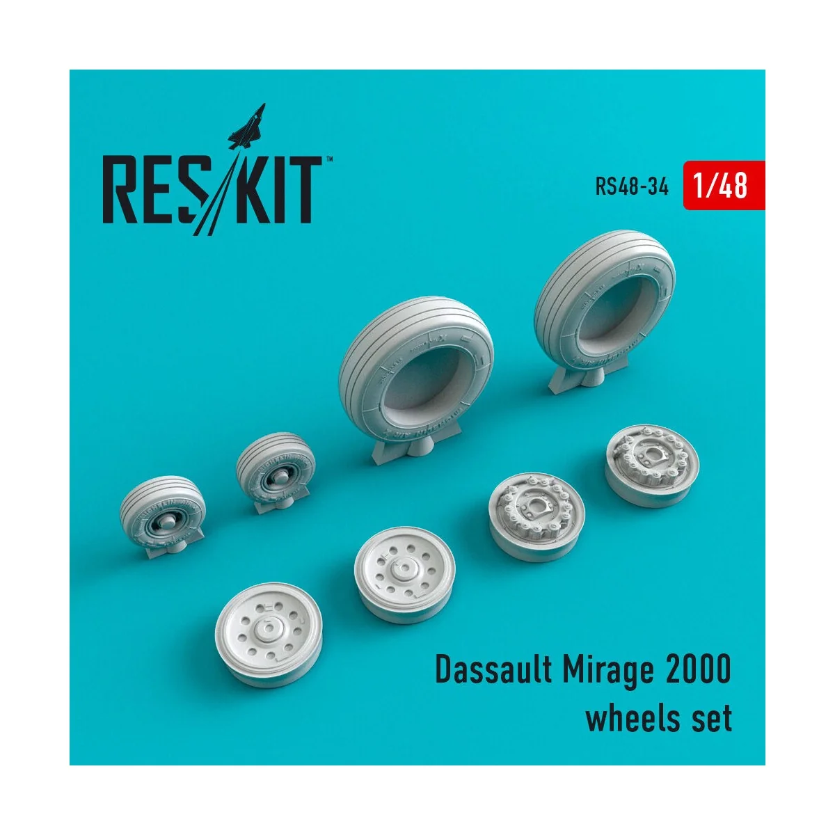 Mirage 2000 (weighted) wheels set, 1/48 - ResKit Models RS48-0034