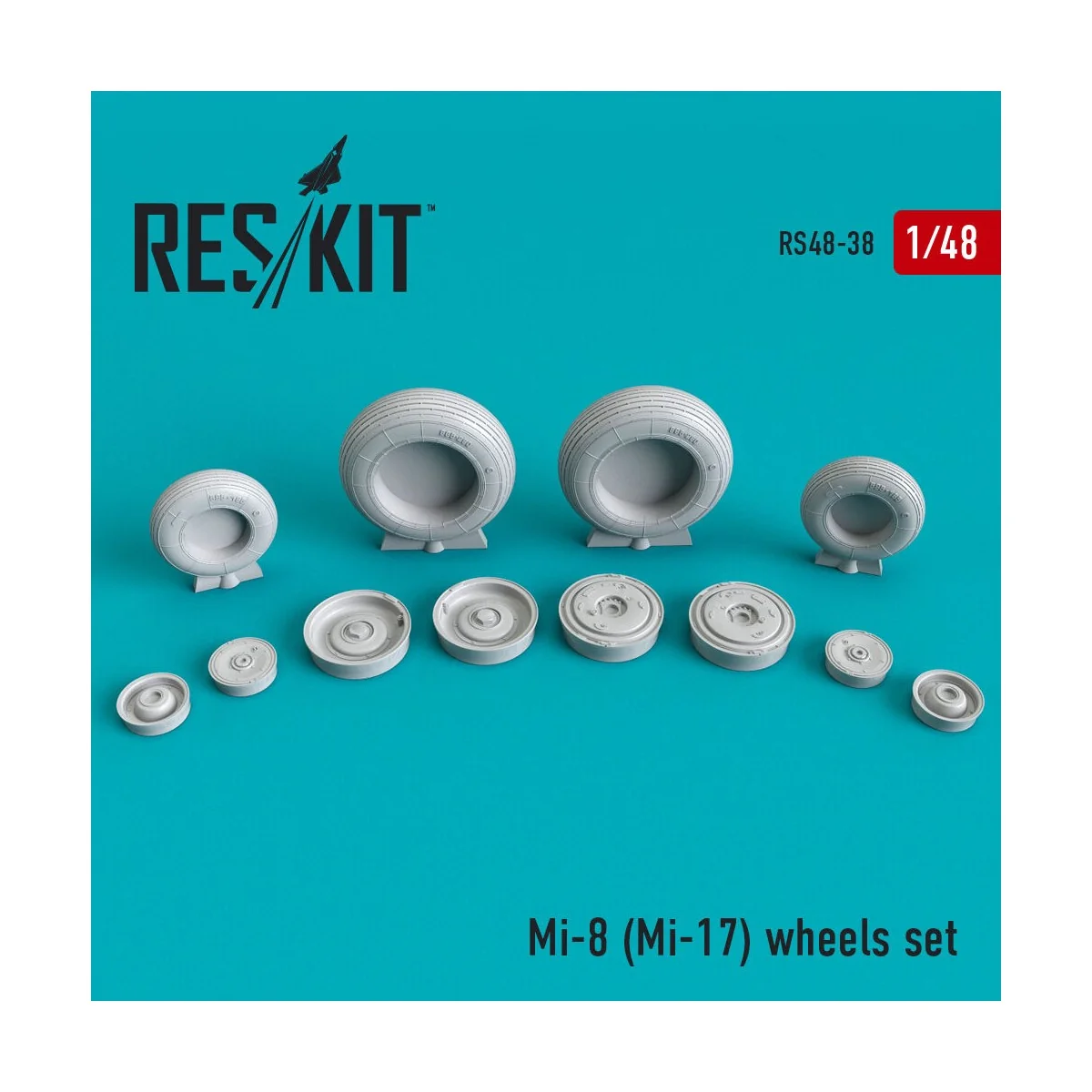 Mi-8/Mi-17 wheels set, 1/48 - ResKit Models RS48-0038