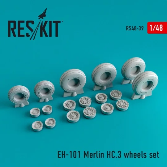 EH-101 Merlin HC.3 wheels set, 1/48 - ResKit Models RS48-0039 EH-101 Merlin HC.3 wheels set, 1/48 - ResKit Models RS48-0039
