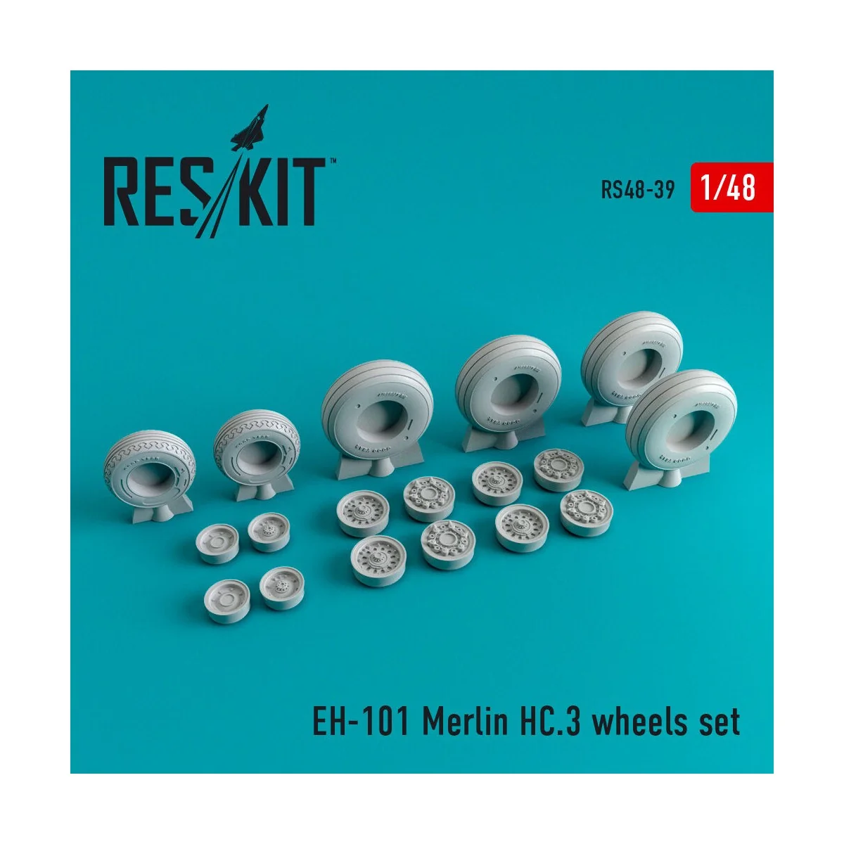 EH-101 Merlin HC.3 wheels set, 1/48 - ResKit Models RS48-0039 EH-101 Merlin HC.3 wheels set, 1/48 - ResKit Models RS48-0039