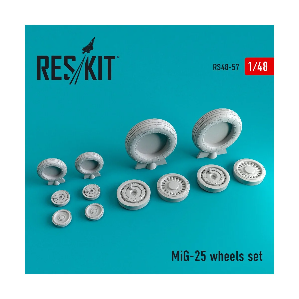 MiG-25 (weighted) wheels set, 1/48 - ResKit Models RS48-0057