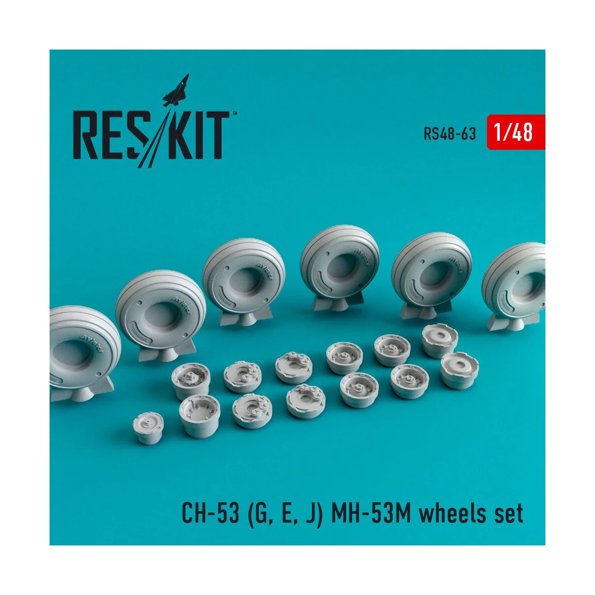CH-53 (G, E, J)/MH-53M wheels set, 1/48 - ResKit Models RS48-0063 CH-53 (G, E, J)/MH-53M wheels set, 1/48 - ResKit Models RS48-0063