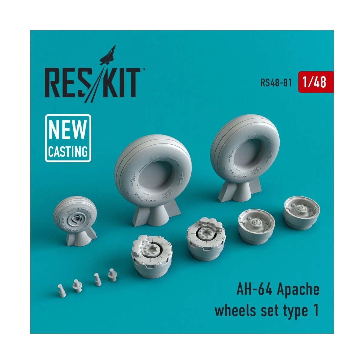 AH-64 Apache wheels set type 1 - ResKit Models RS48-0081