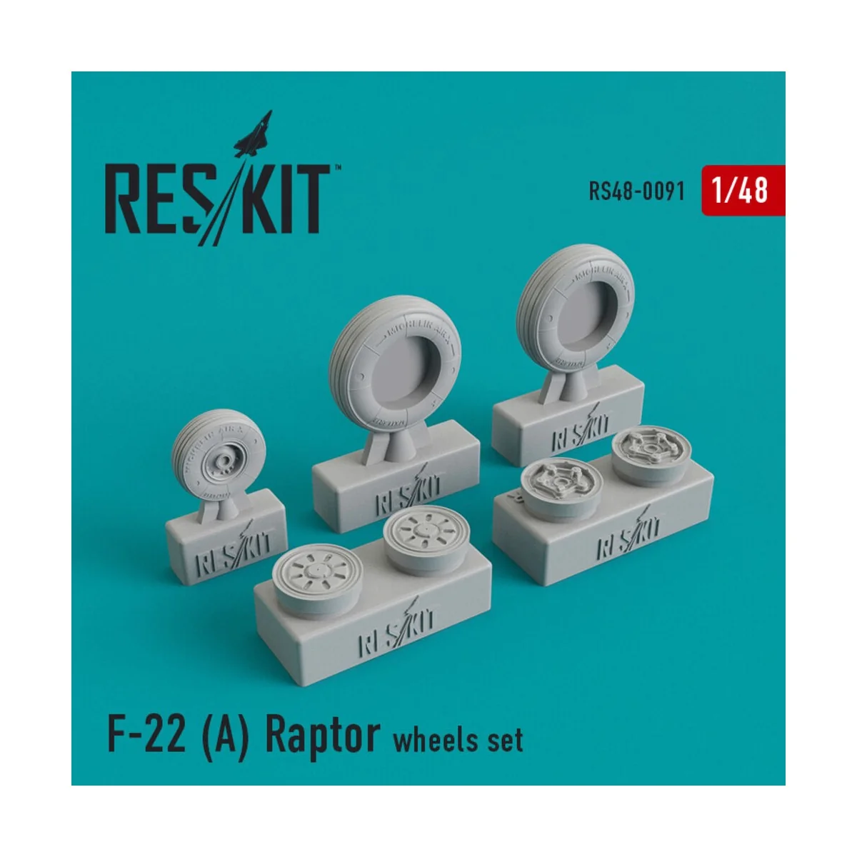 F-22A Raptor wheels set, 1/48 - ResKit Models RS48-0091