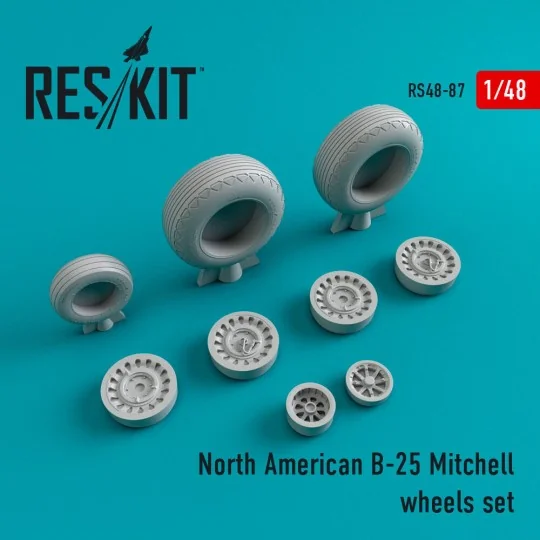 B-25 Mitchell wheels set, 1/48 - ResKit Models RS48-0087 B-25 Mitchell wheels set, 1/48 - ResKit Models RS48-0087
