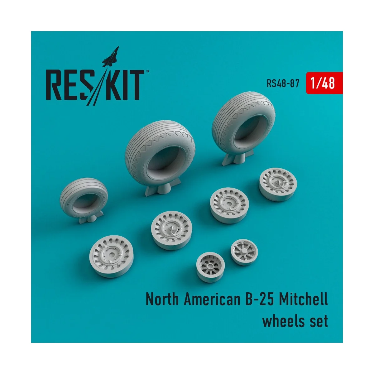 B-25 Mitchell wheels set, 1/48 - ResKit Models RS48-0087 B-25 Mitchell wheels set, 1/48 - ResKit Models RS48-0087