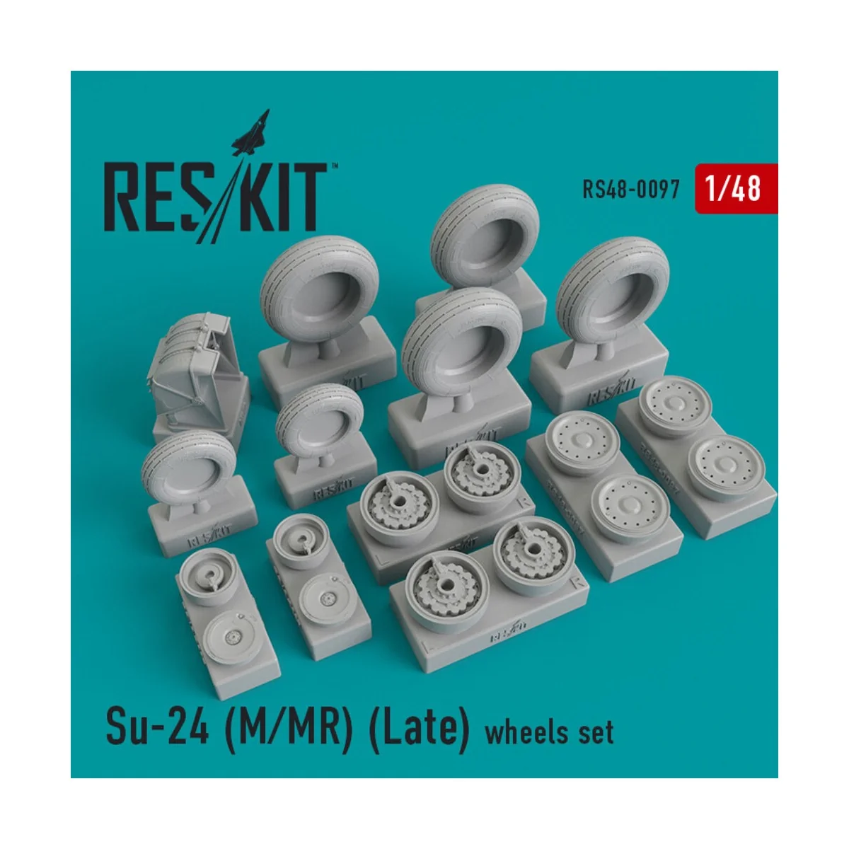 Su-24 (M, MR) late version wheels set, 1/48 - ResKit Models RS48-0097