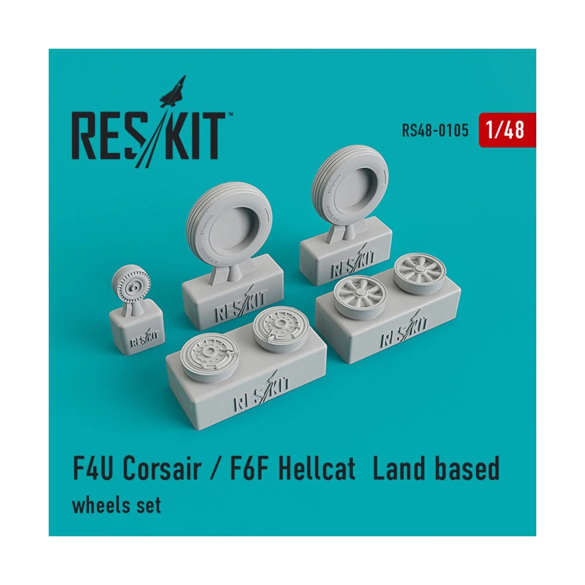 F4U Corsair/F6F Hellcat Land based wheels set - ResKit Models RS48-...