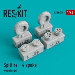 Spitfire (4 spoke) wheels set, 1/48 - ResKit Models RS48-0103