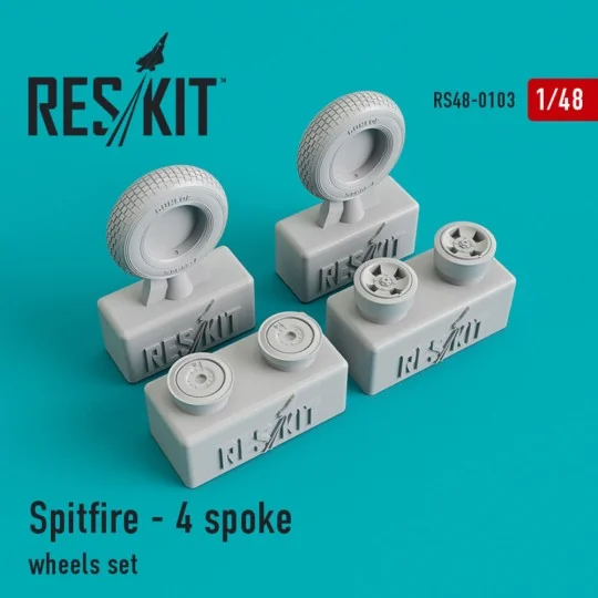 Spitfire (4 spoke) wheels set - ResKit Models RS48-0103