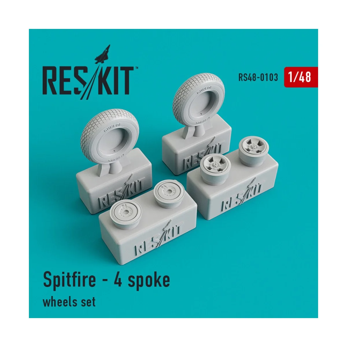 Spitfire (4 spoke) wheels set, 1/48 - ResKit Models RS48-0103