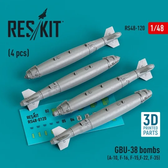 GBU-38 bombs (4 pcs) (A-10, F-16, F-15,F-22, F-35) (3D Printed) - R...
