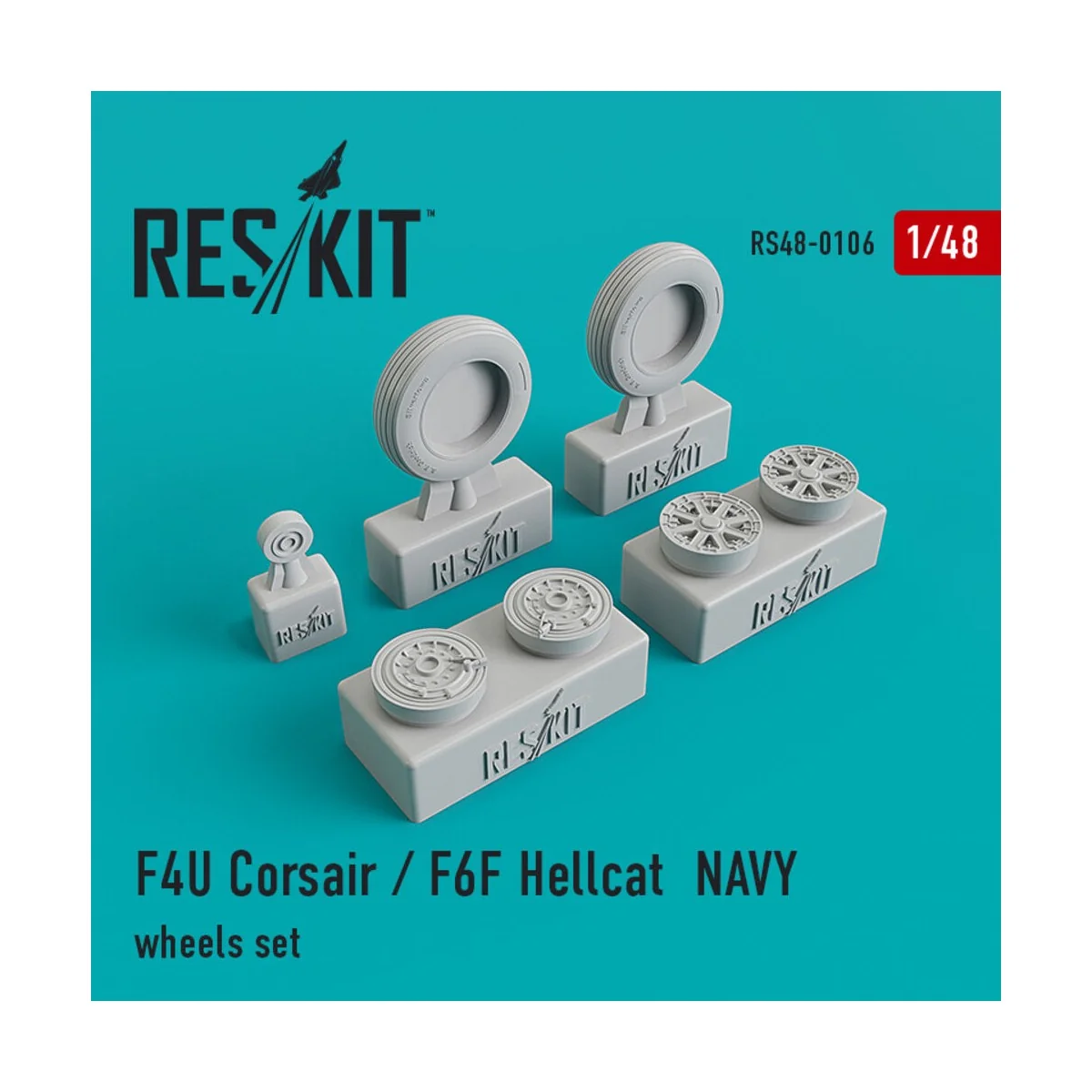 F4U Corsair/F6F Hellcat NAVY wheels set, 1/48 - ResKit Models RS48-...