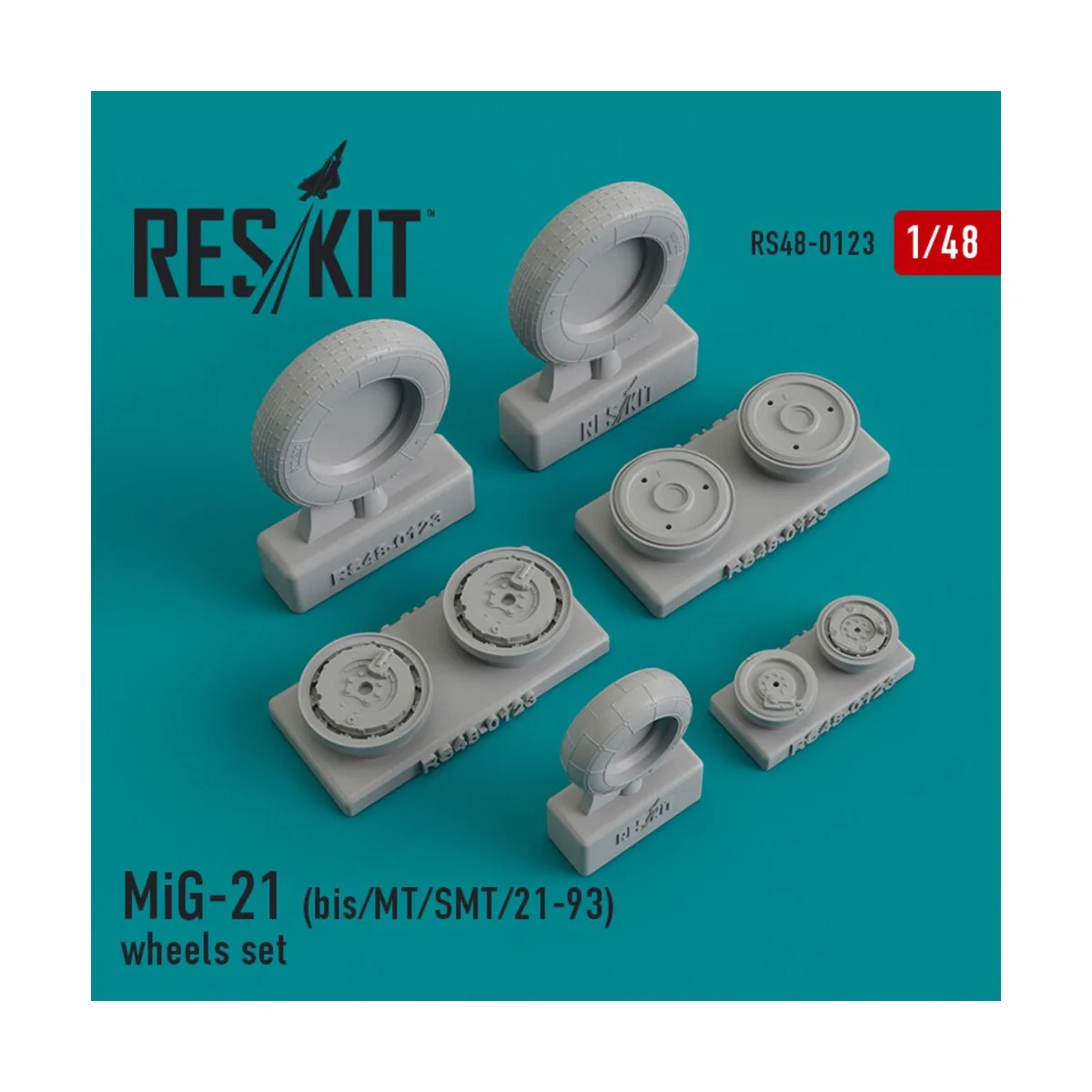 MiG-21 (bis, MT, SMT, 21-93) wheels set, 1/48 - ResKit Models RS48-...