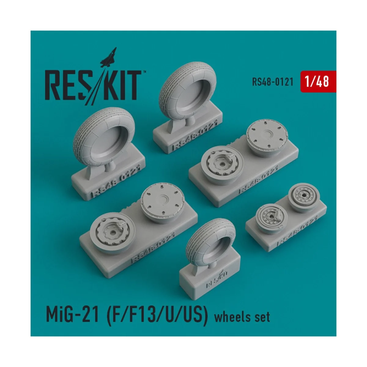 MiG-21 (F, F13, U, US) wheels set - ResKit Models RS48-0121