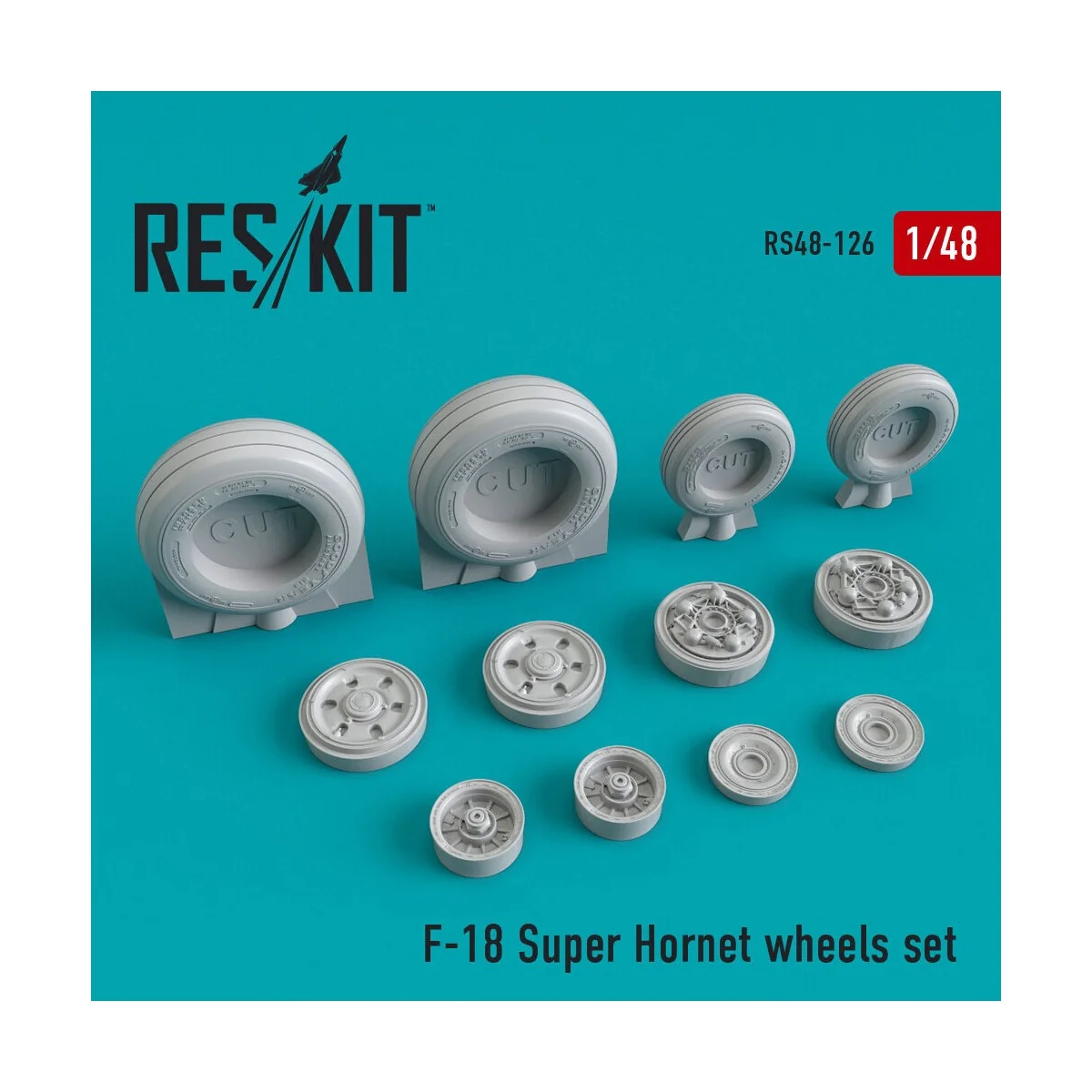 F/A-18 Super Hornet wheels set, 1/48 - ResKit Models RS48-0126 F/A-18 Super Hornet wheels set, 1/48 - ResKit Models RS48-0126