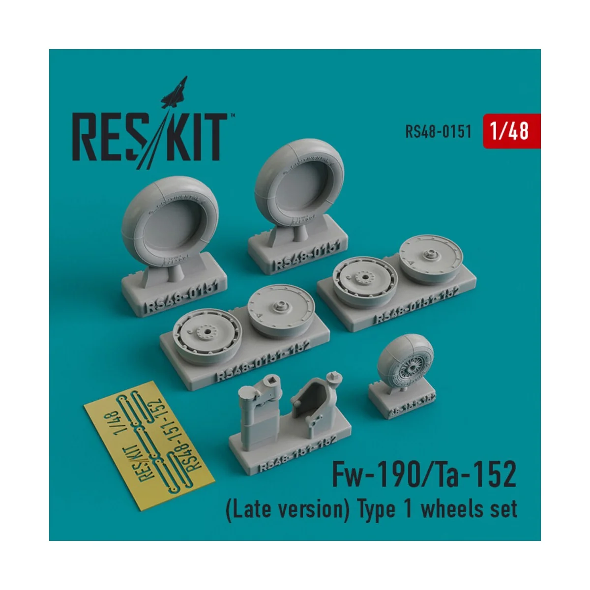 Fw-190 (Late version) type 1 wheels set, 1/48 - ResKit Models RS48-...