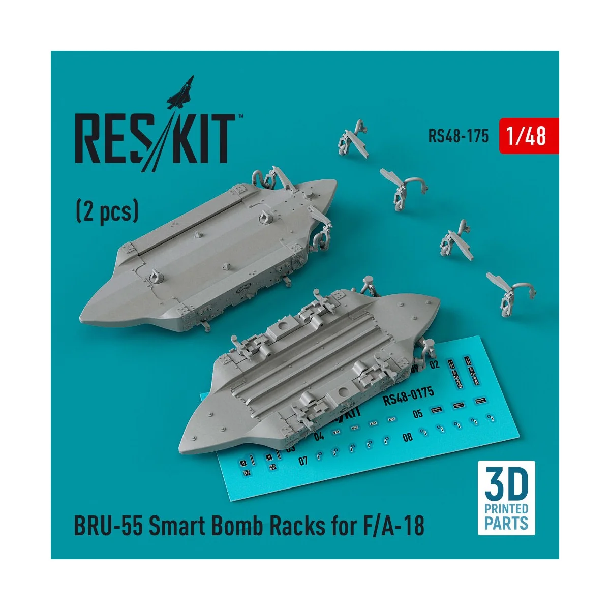 BRU-55 Smart Bomb Racks for F/A-18 (2 pcs) (3D Printed) - ResKit Mo...