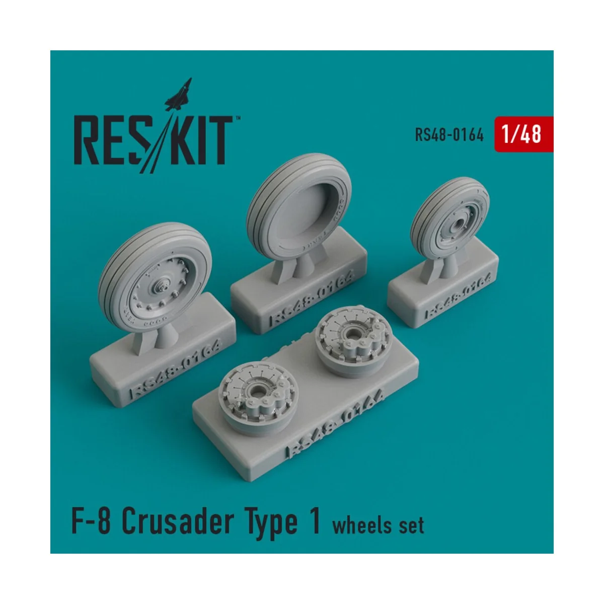 F-8 Crusader type 1 (weighted) wheels set, 1/48 - ResKit Models RS4...