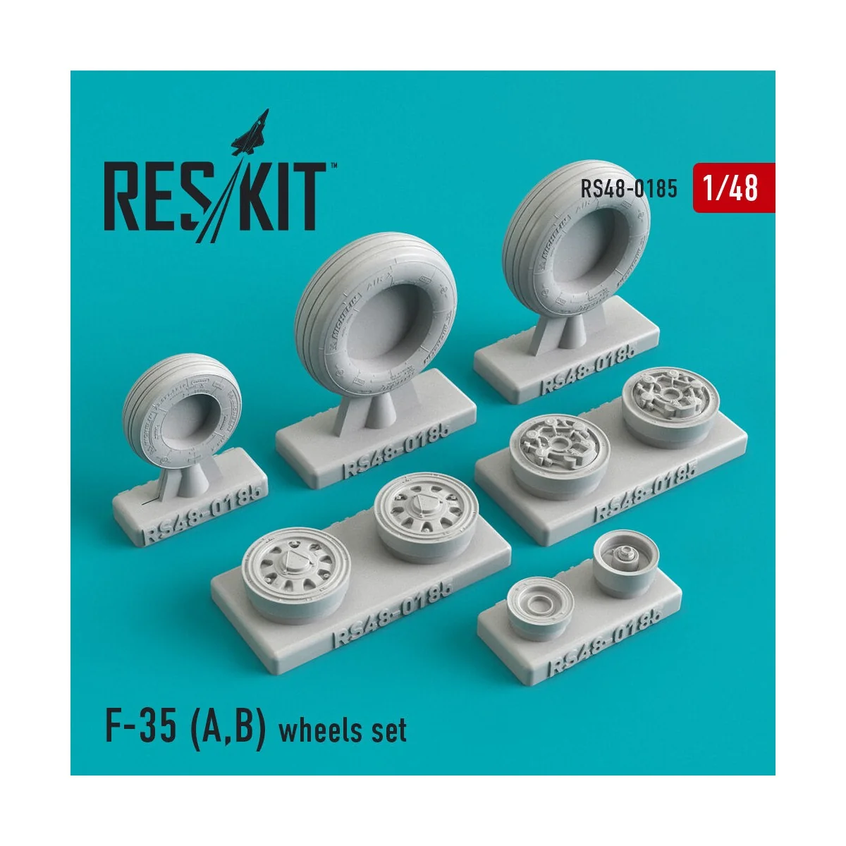 F-35 (A, B) wheels set, 1/48 - ResKit Models RS48-0185 F-35 (A, B) wheels set, 1/48 - ResKit Models RS48-0185